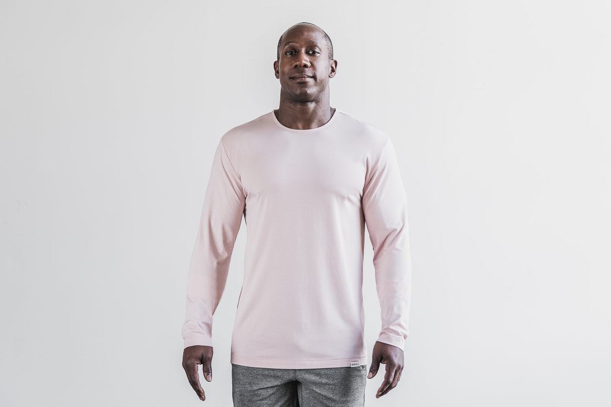 Nobull Lightweight Långärmad T-Shirt Herr Rosa | WB7126480