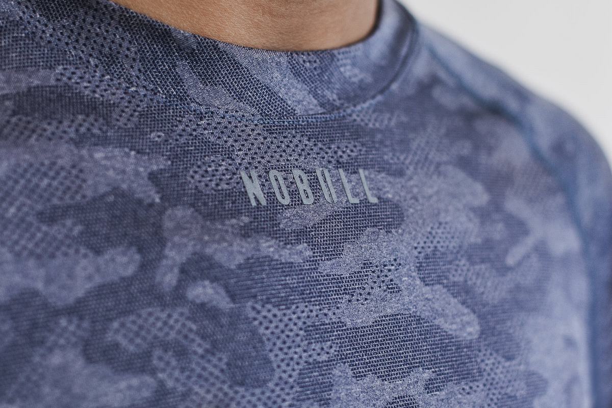 Nobull Lightweight Textured Långärmad T-Shirt Dam Marinblå Camo | BL9238064