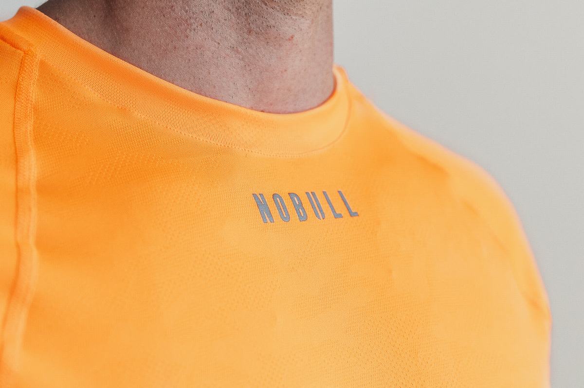 Nobull Lightweight Textured Långärmad T-Shirt Herr Orange Camo | GT7534268