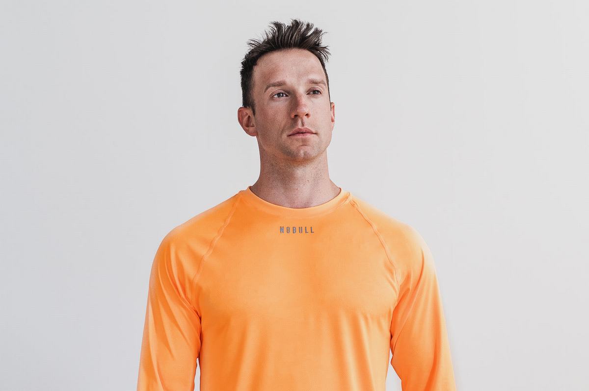 Nobull Lightweight Textured Långärmad T-Shirt Herr Orange Camo | GT7534268