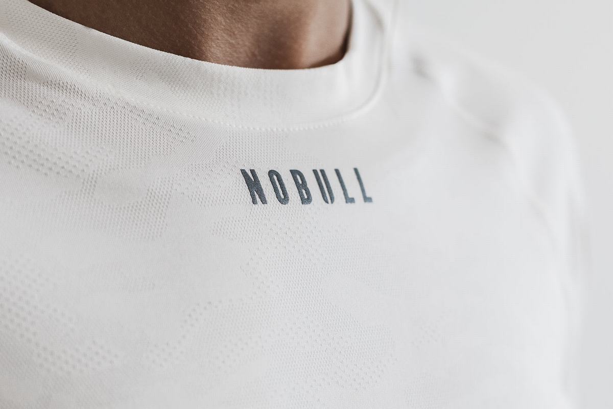 Nobull Lightweight Textured Långärmad T-Shirt Dam Vita Camo | GY2054317