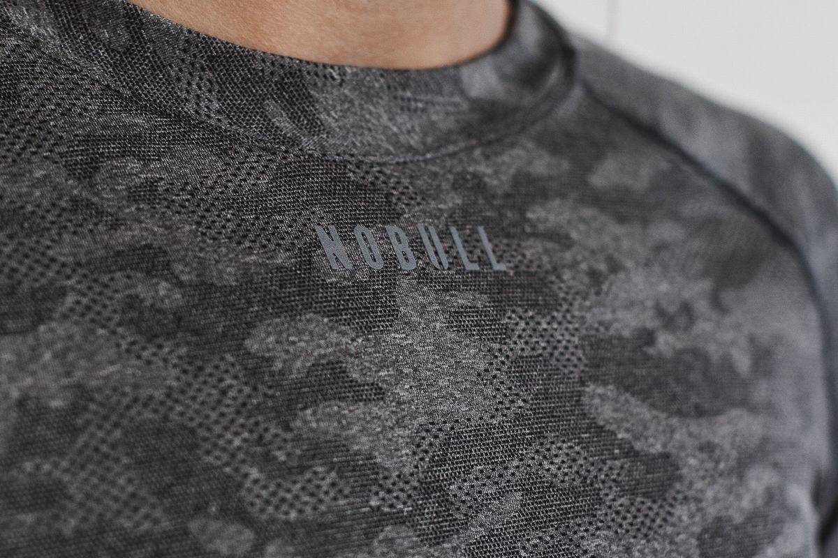 Nobull Lightweight Textured Långärmad T-Shirt Dam Svarta Camo | QZ7348096