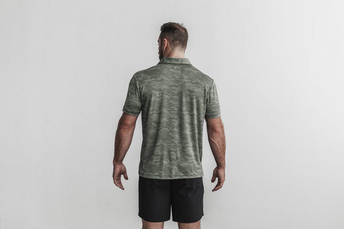 Nobull Lightweight Textured Polo T-Shirt Herr Camo | UA2869530