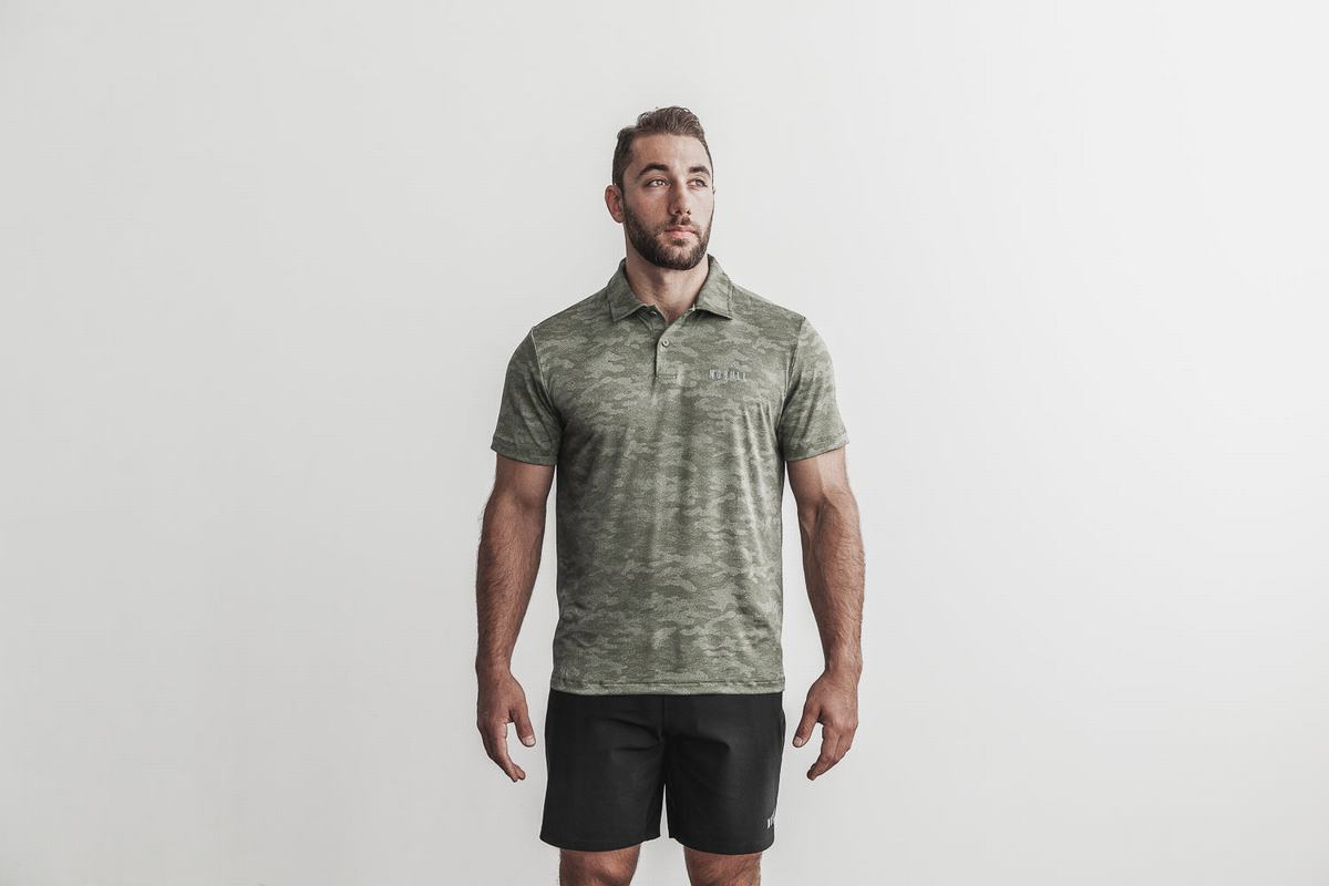 Nobull Lightweight Textured Polo T-Shirt Herr Camo | UA2869530