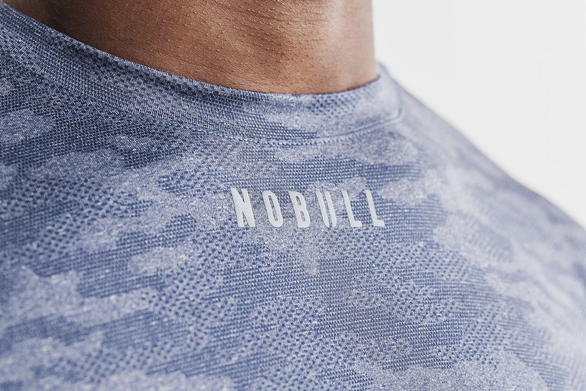 Nobull Lightweight Textured T-Shirt Herr Marinblå Camo | FI2691857