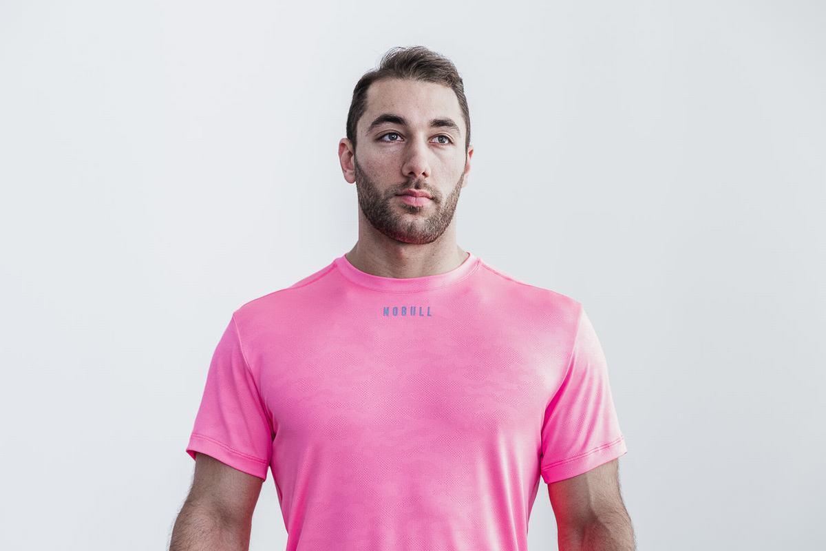 Nobull Lightweight Textured T-Shirt Herr Rosa Camo | VG3682594