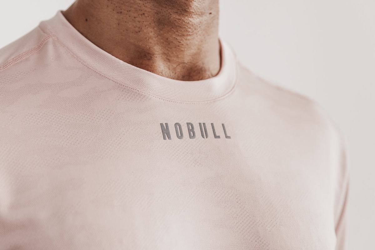 Nobull Lightweight Textured T-Shirt Herr Rosa Camo | VO2018459