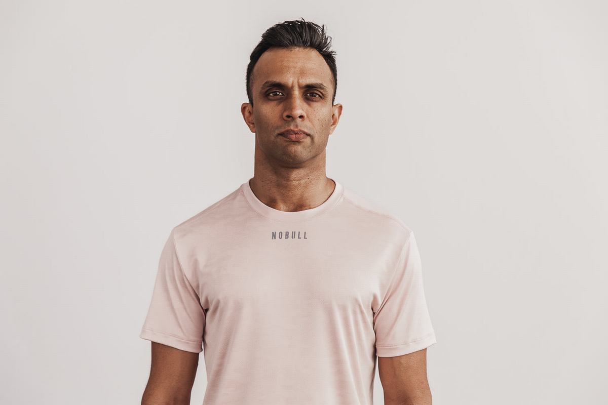 Nobull Lightweight Textured T-Shirt Herr Rosa Camo | VO2018459