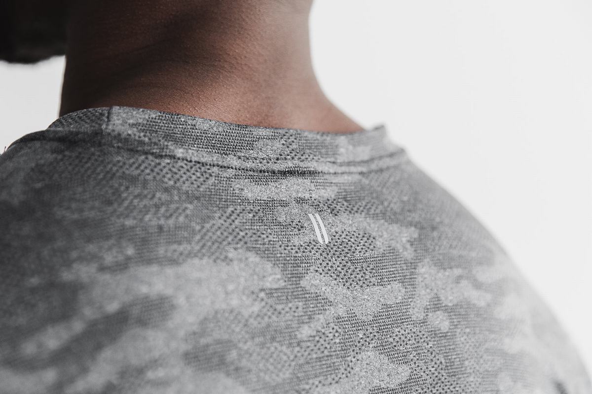 Nobull Lightweight Textured T-Shirt Herr Svarta Camo | WD0271893