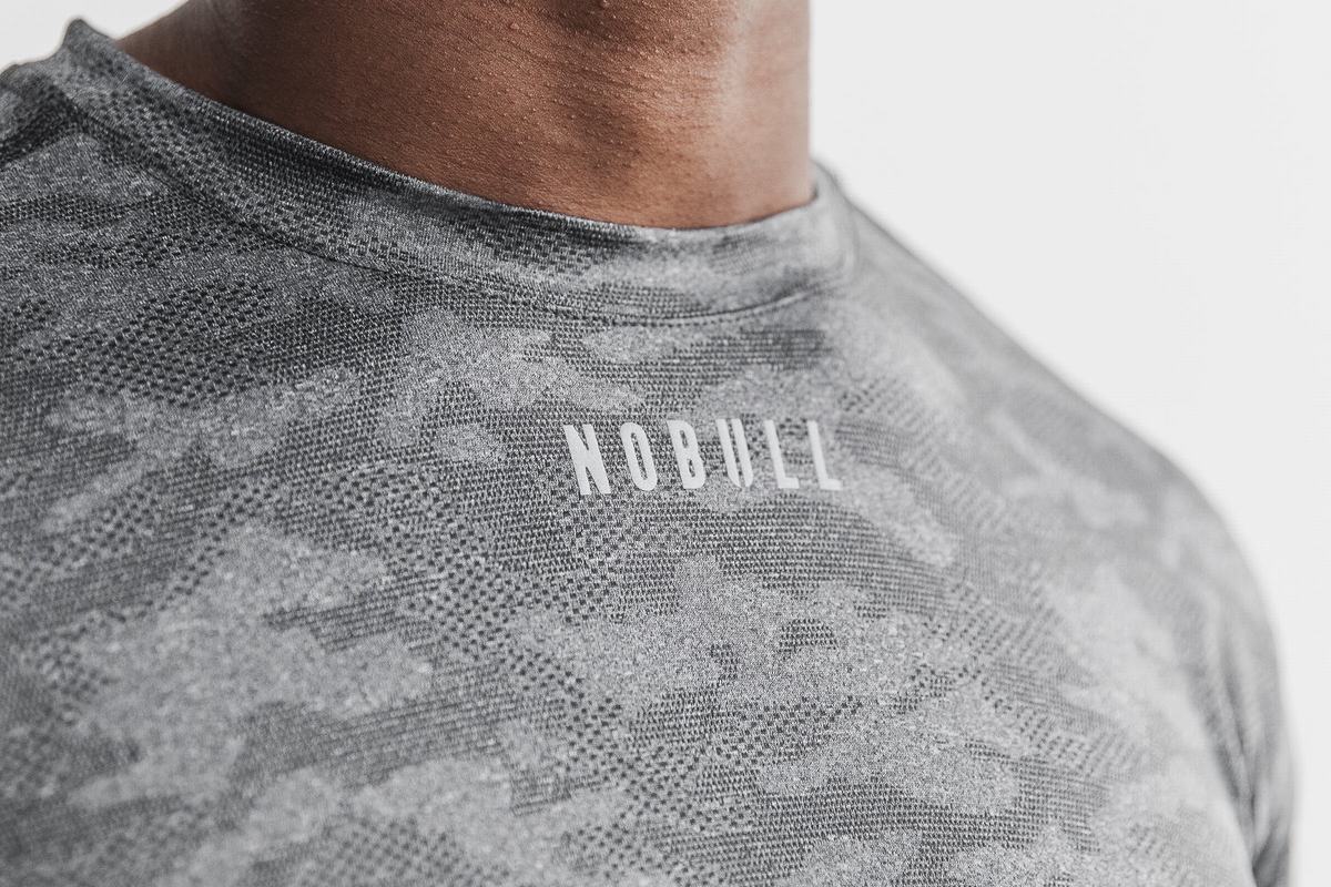 Nobull Lightweight Textured T-Shirt Herr Svarta Camo | WD0271893