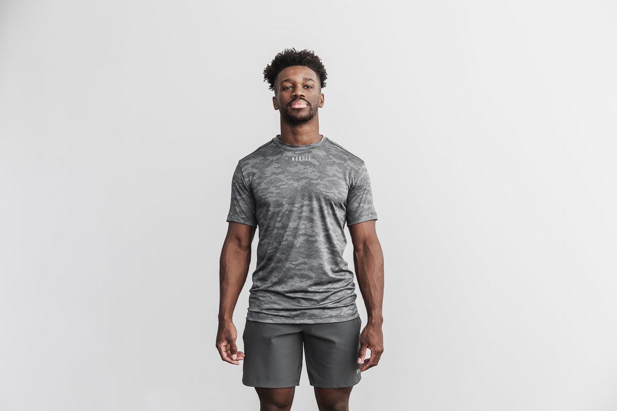 Nobull Lightweight Textured T-Shirt Herr Svarta Camo | WD0271893