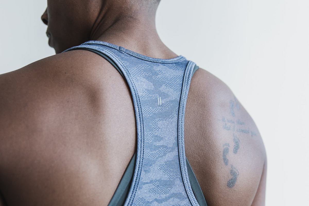 Nobull Lightweight Textured Tank Linne Dam Blå Camo | QH1492075