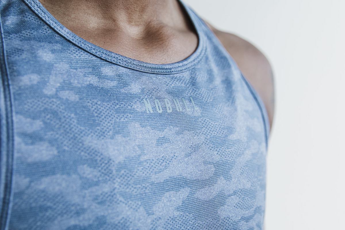 Nobull Lightweight Textured Tank Linne Dam Blå Camo | QH1492075