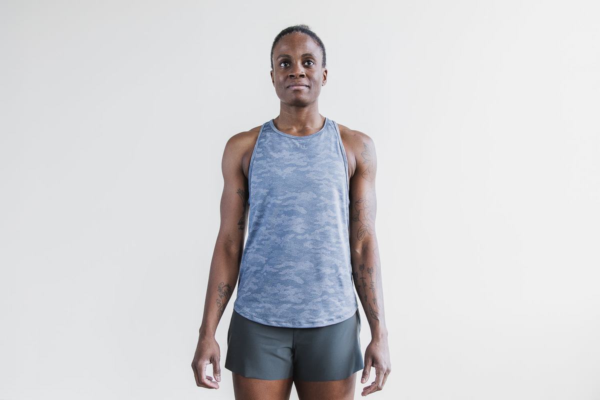 Nobull Lightweight Textured Tank Linne Dam Blå Camo | QH1492075