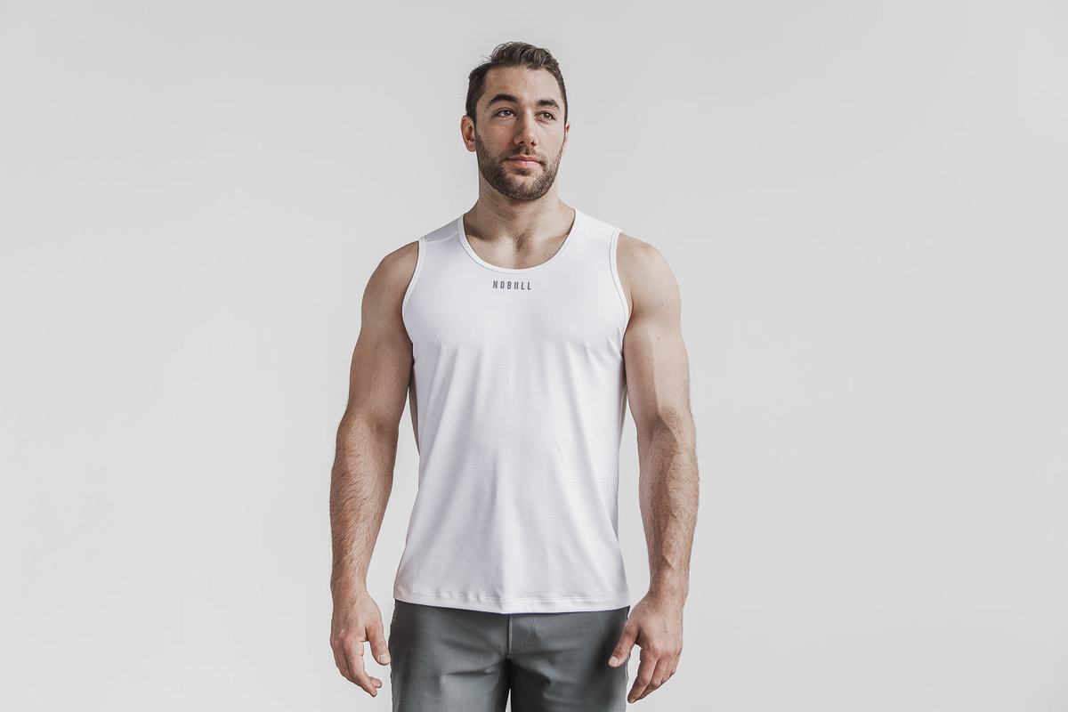 Nobull Lightweight Textured Tank Linne Herr Vita Camo | RM5849217