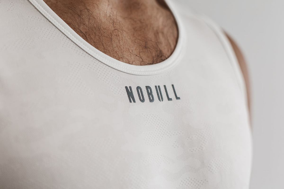 Nobull Lightweight Textured Tank Linne Herr Vita Camo | TS2510876