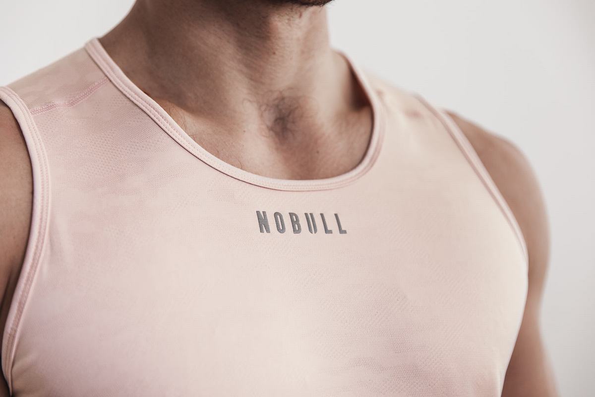 Nobull Lightweight Textured Tank Linne Herr Rosa Camo | YC6125489