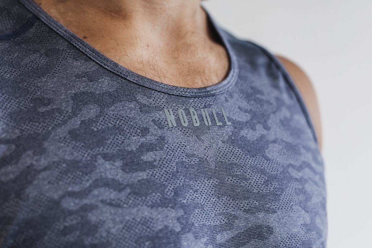 Nobull Lightweight Textured Tank Linne Herr Marinblå Camo | YZ3652087