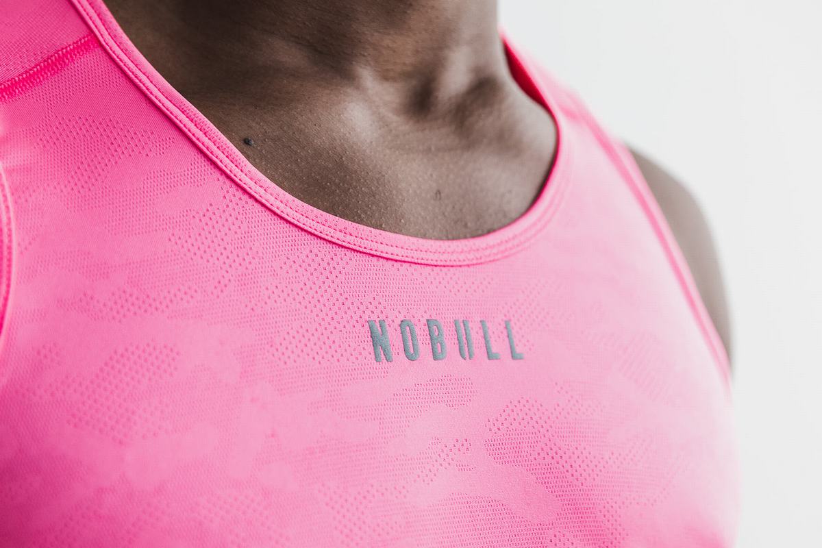 Nobull Lightweight Textured Tank Neon Linne Herr Rosa Camo | CH7143908