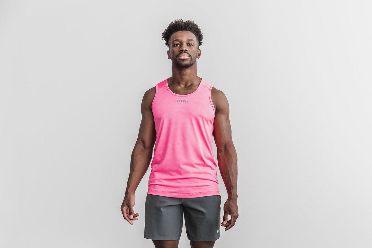 Nobull Lightweight Textured Tank Neon Linne Herr Rosa Camo | CH7143908