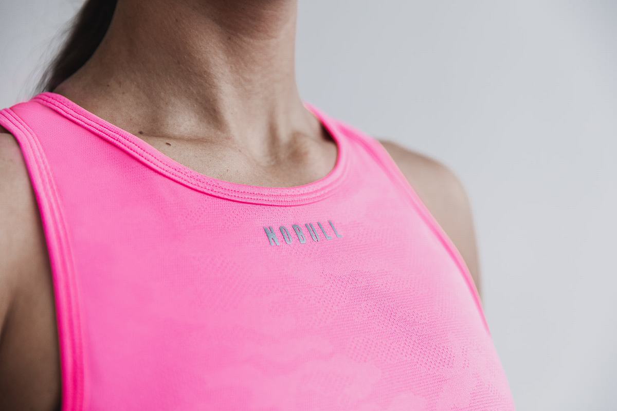 Nobull Lightweight Textured Tank Neon Linne Dam Rosa Camo | CX2730649