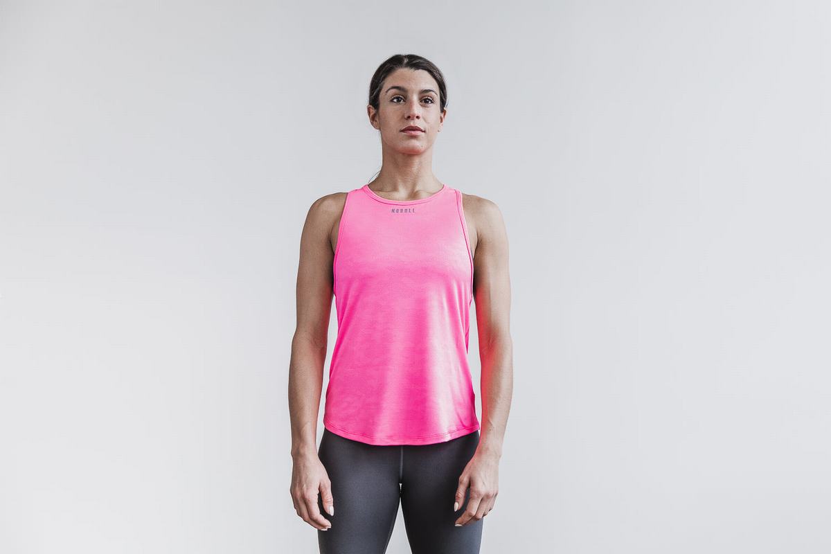 Nobull Lightweight Textured Tank Neon Linne Dam Rosa Camo | CX2730649