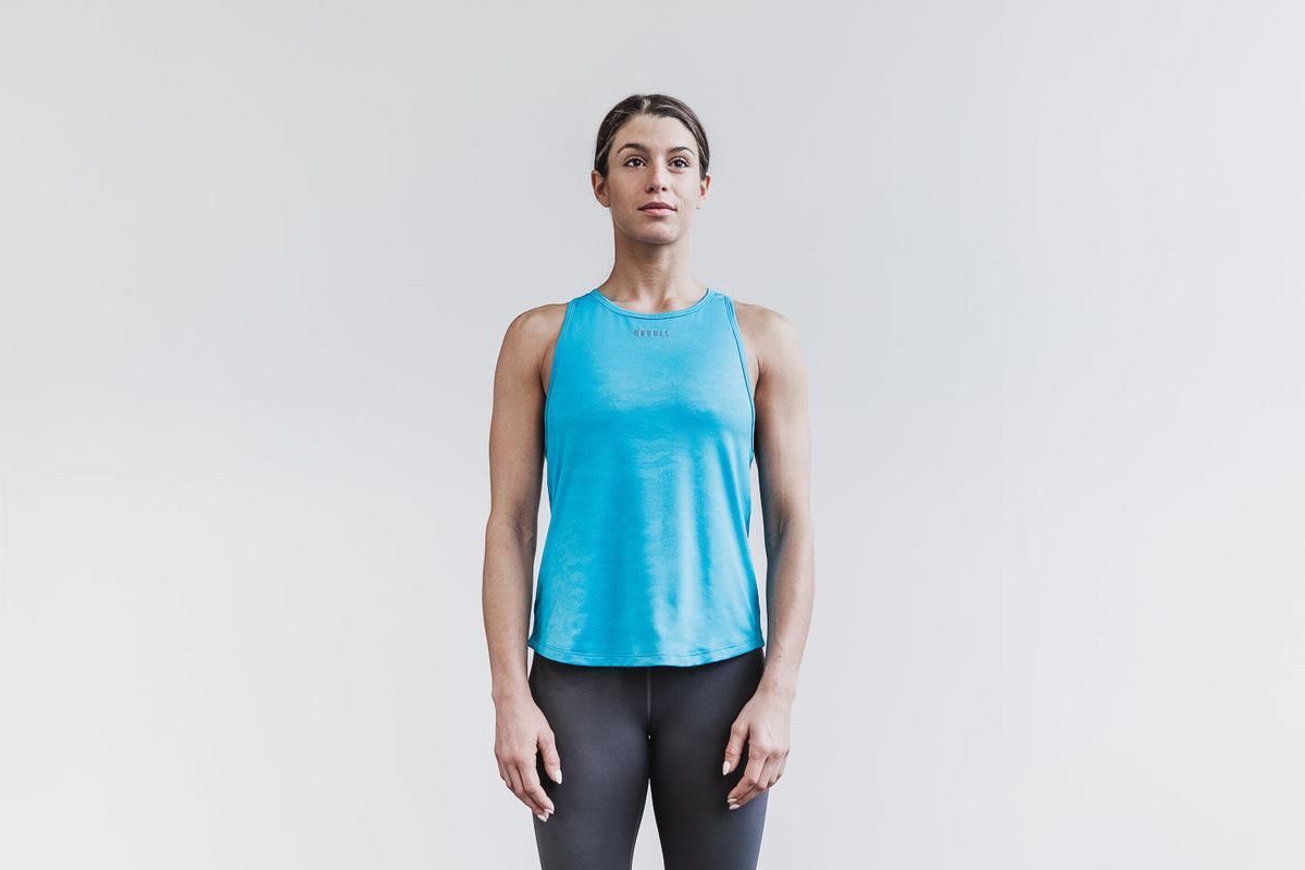 Nobull Lightweight Textured Tank Neon Linne Dam Blå Camo | HW3765429