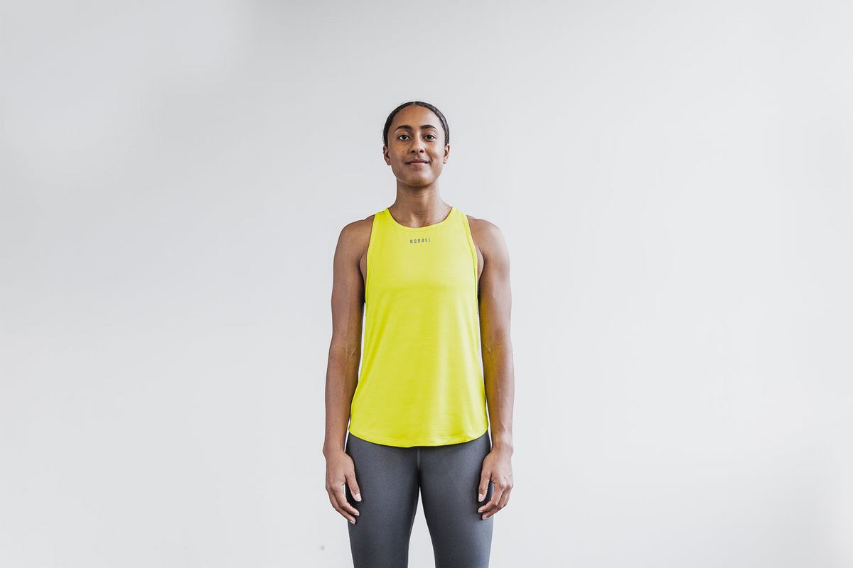 Nobull Lightweight Textured Tank Neon Linne Dam Gula Camo | JB6958074