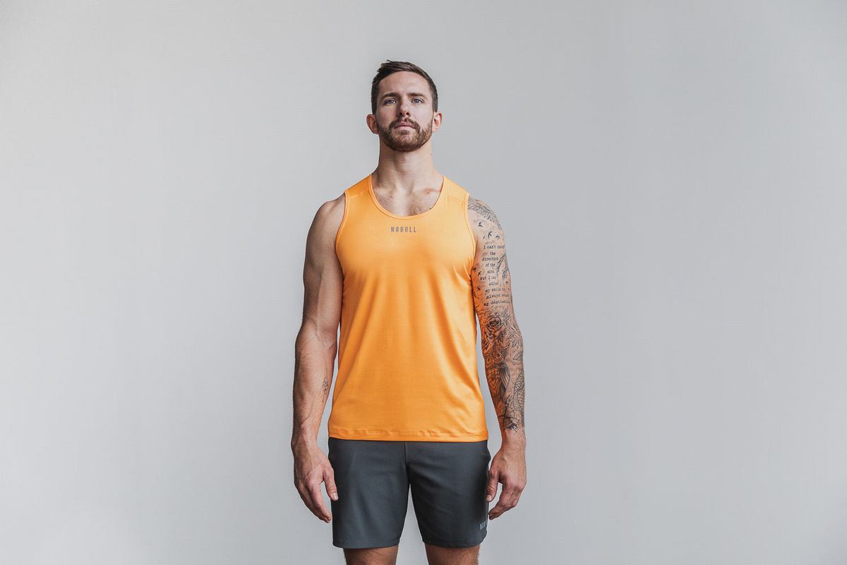 Nobull Lightweight Textured Tank Neon Linne Herr Orange Camo | RG8056417