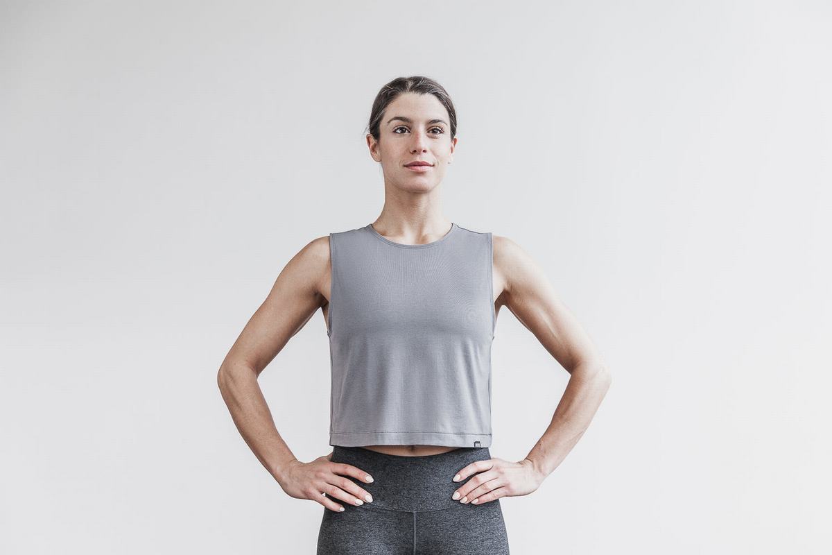 Nobull Lightweight Ärmlös Crop T-Shirt Dam Mörkgrå | WS8039472