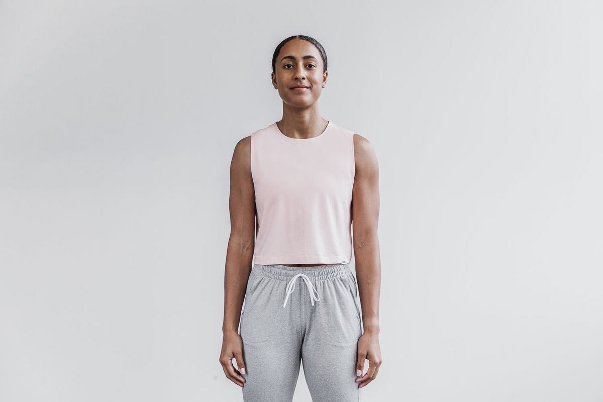 Nobull Lightweight Ärmlös Crop T-Shirt Dam Rosa | XV7190653