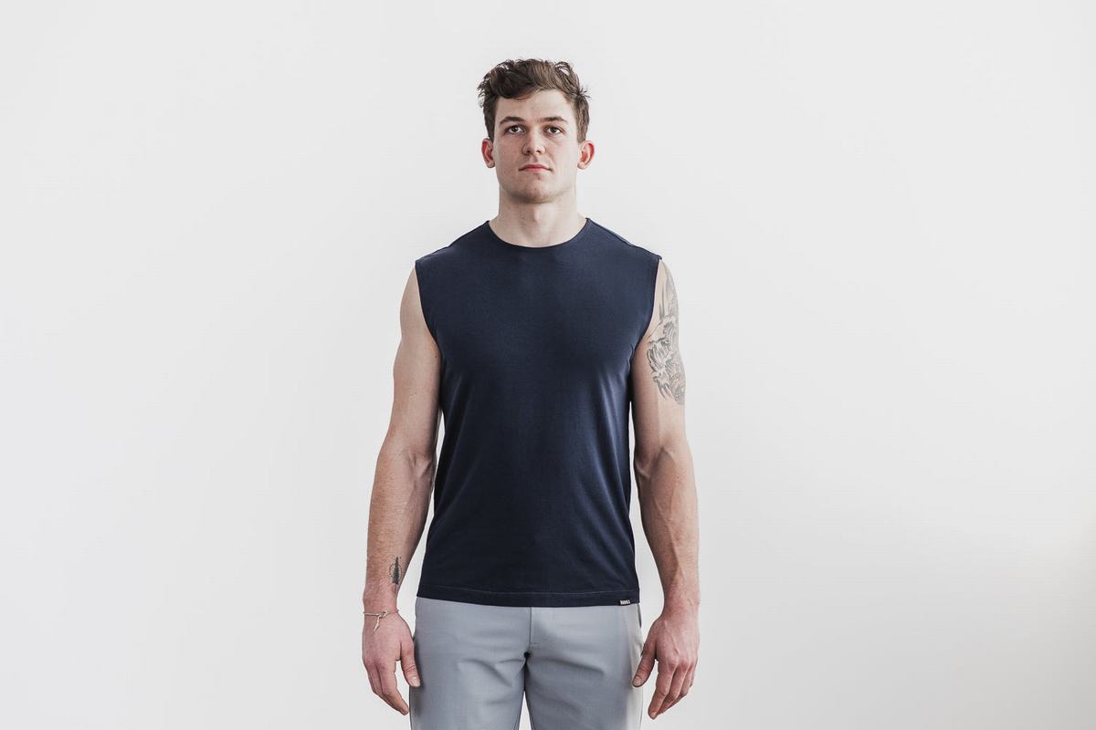 Nobull Lightweight Ärmlös T-Shirt Herr Marinblå | VI8352109