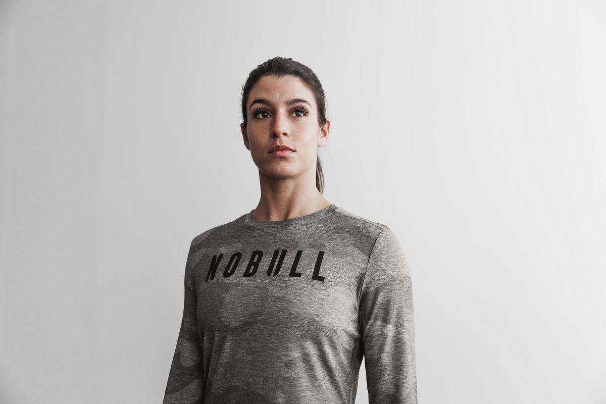 Nobull Långärmad T-Shirt Dam Grå Camo | JI4162578