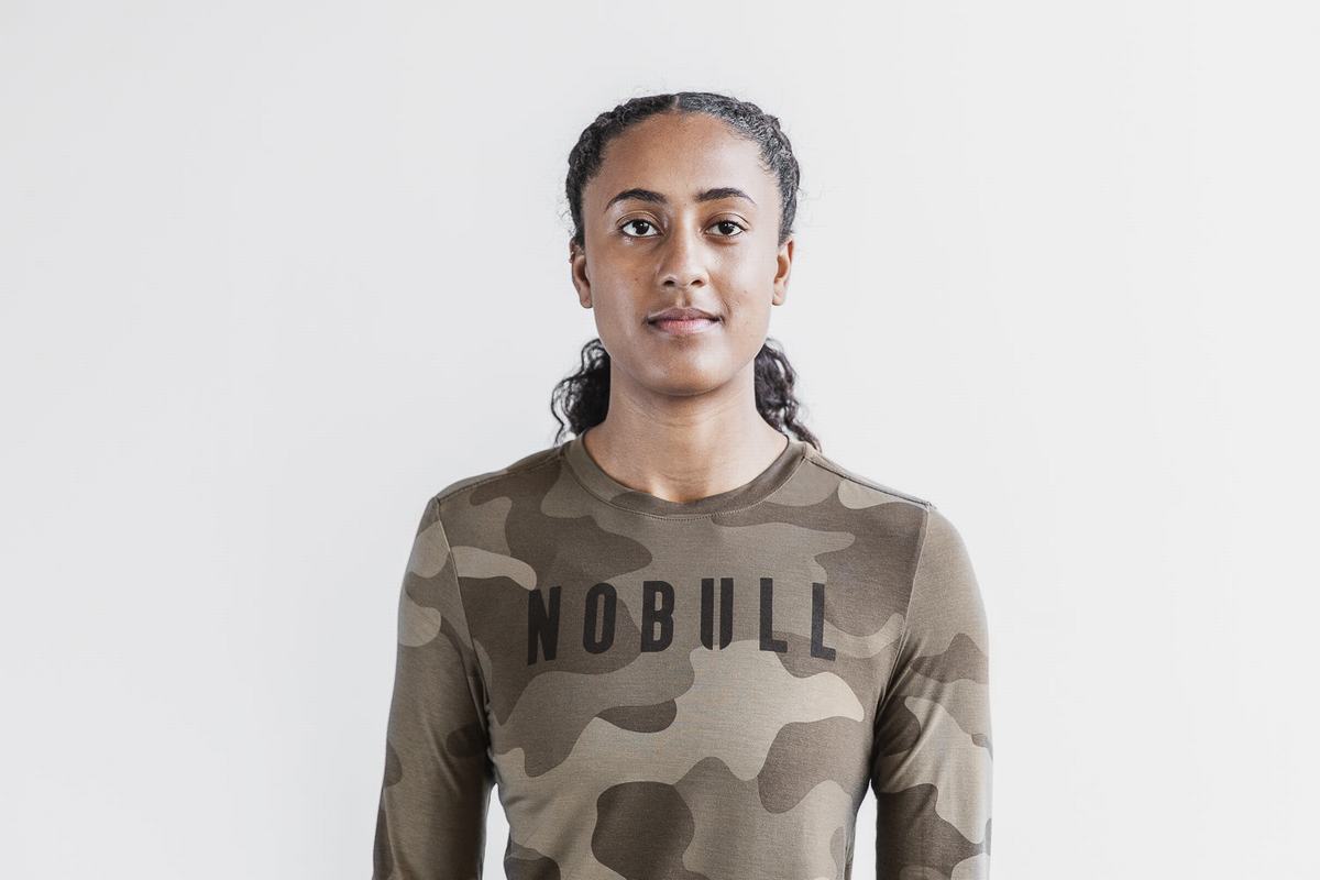 Nobull Långärmad T-Shirt Dam Mörkcamo | HS7421589