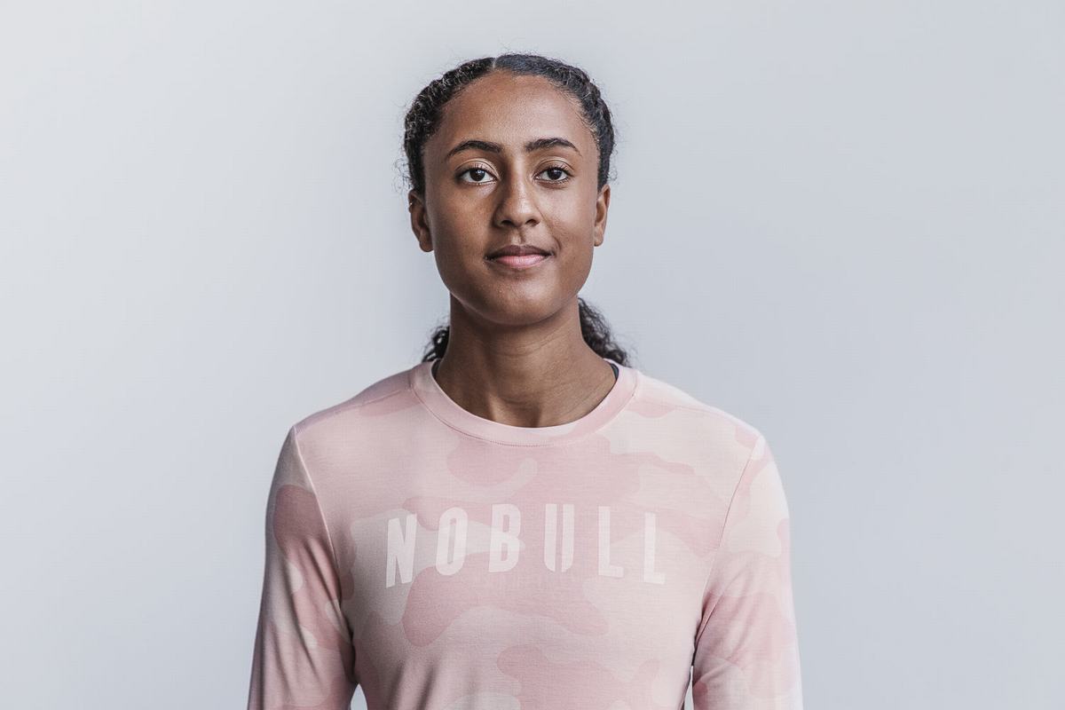 Nobull Långärmad T-Shirt Dam Rosa Camo | XO3085162