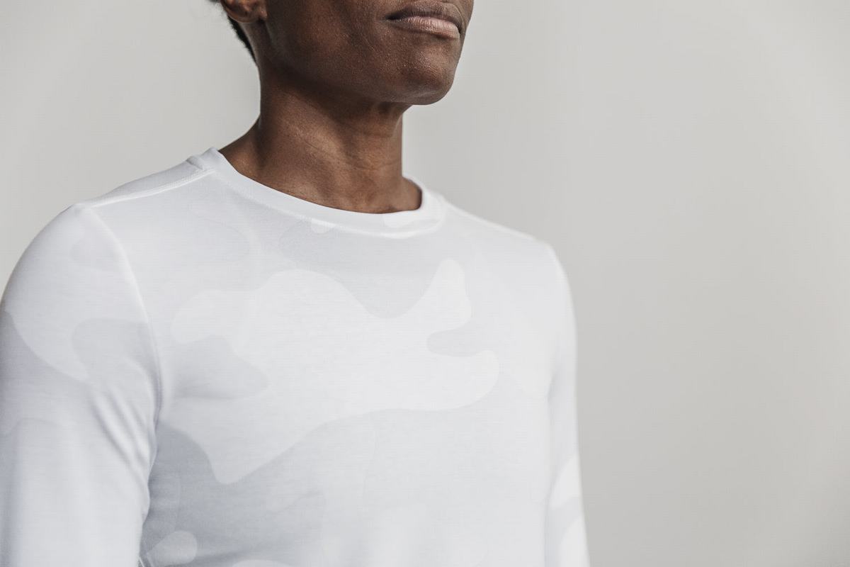 Nobull Långärmad T-Shirt Dam Vita Camo | IC9351862