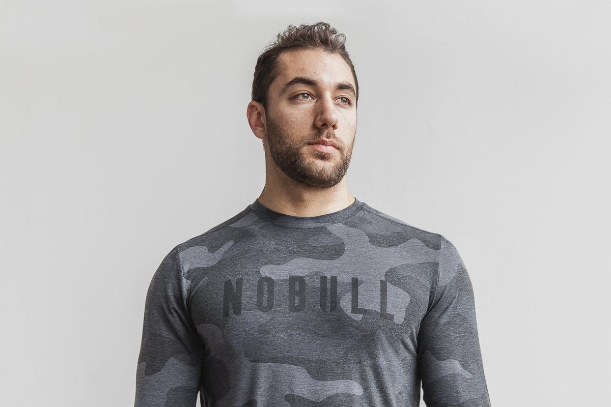 Nobull Långärmad T-Shirt Herr Grå Camo | YL4813605