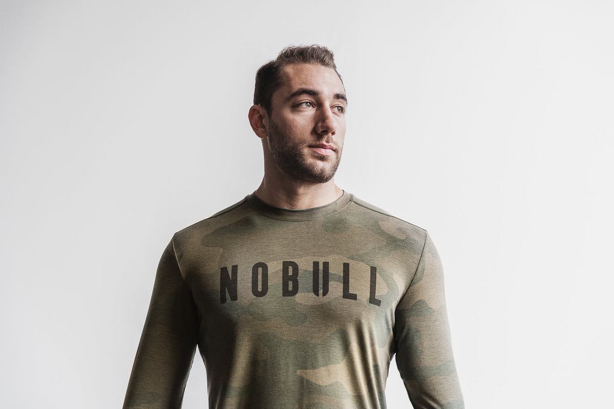 Nobull Långärmad T-Shirt Herr Gröna Camo | EX4079213