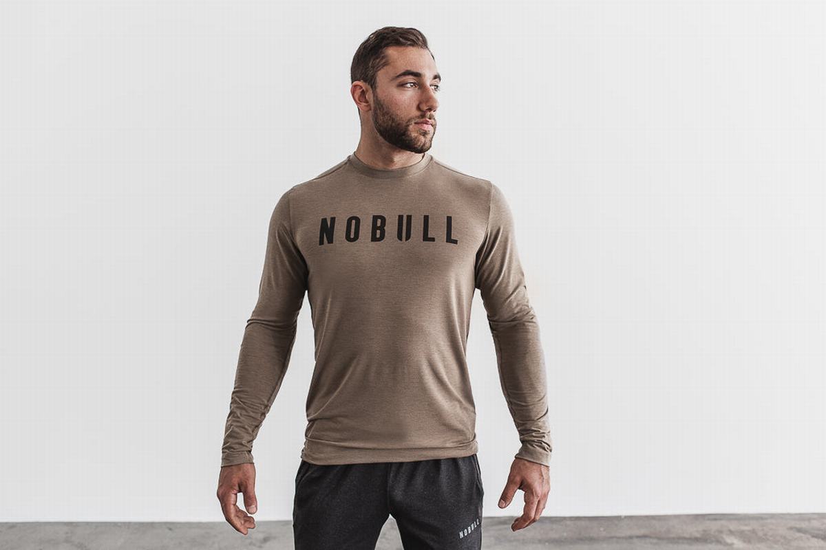 Nobull Långärmad T-Shirt Herr Ljusbruna | OI9354670