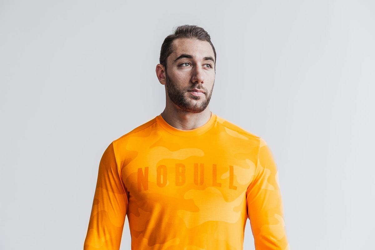 Nobull Långärmad T-Shirt Herr Orange Camo | WR6041325