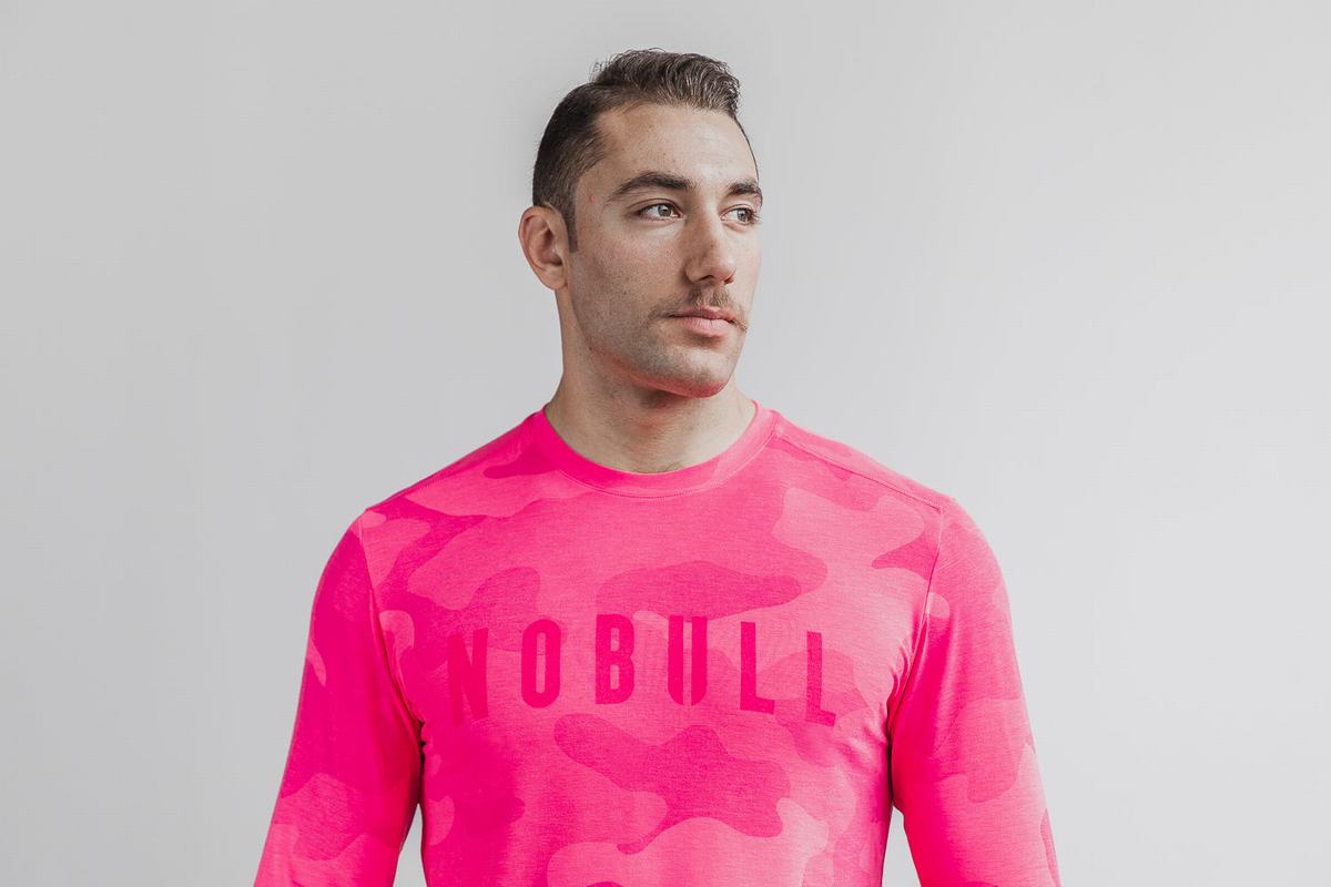 Nobull Långärmad T-Shirt Herr Rosa Camo | QV1589736