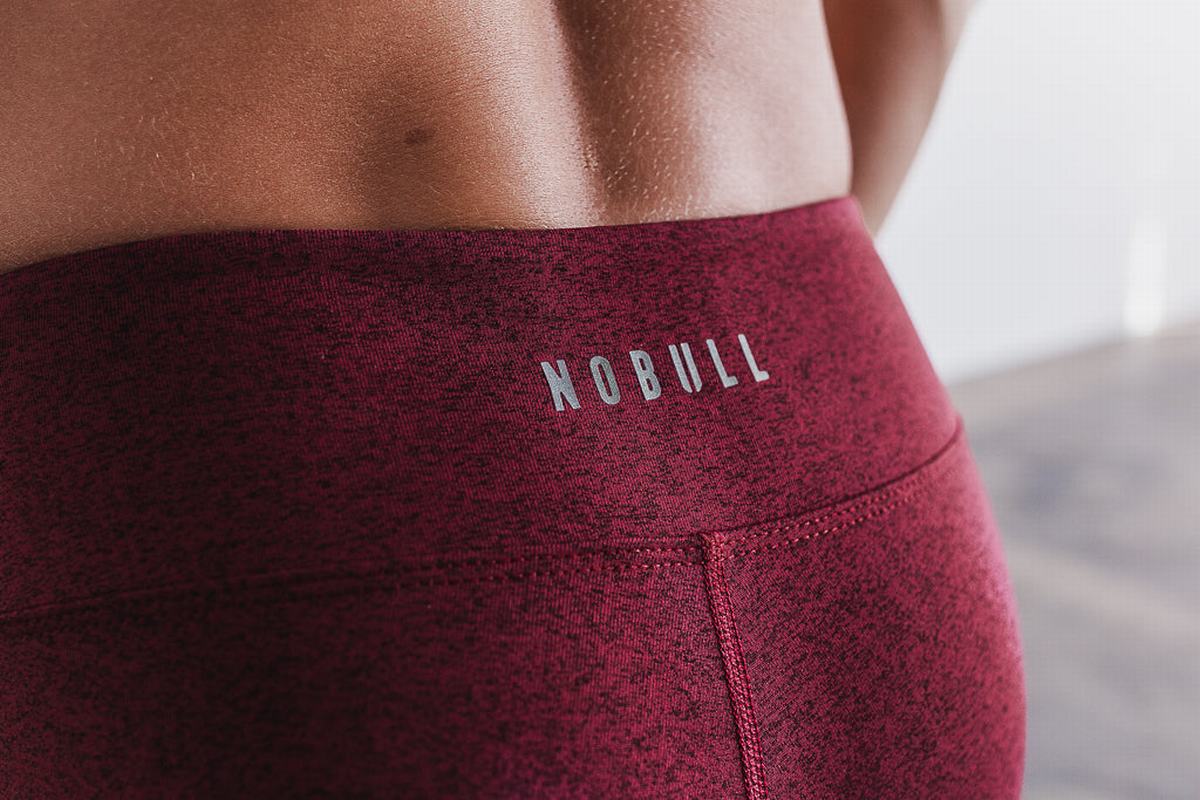 Nobull Mid-Rise Plush Heather Strumpbyxor Dam Mörkröda | SY0716859