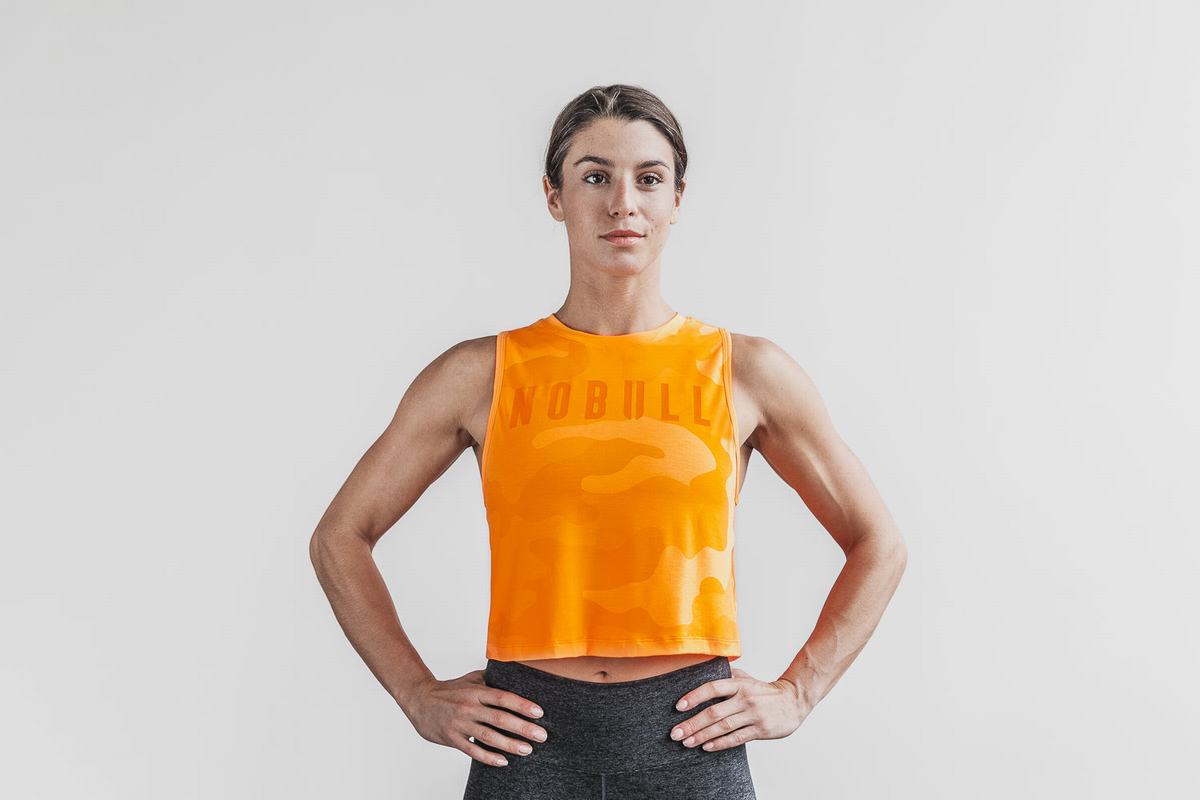 Nobull Muscle Tank Neon Linne Dam Orange Camo | IC8049536