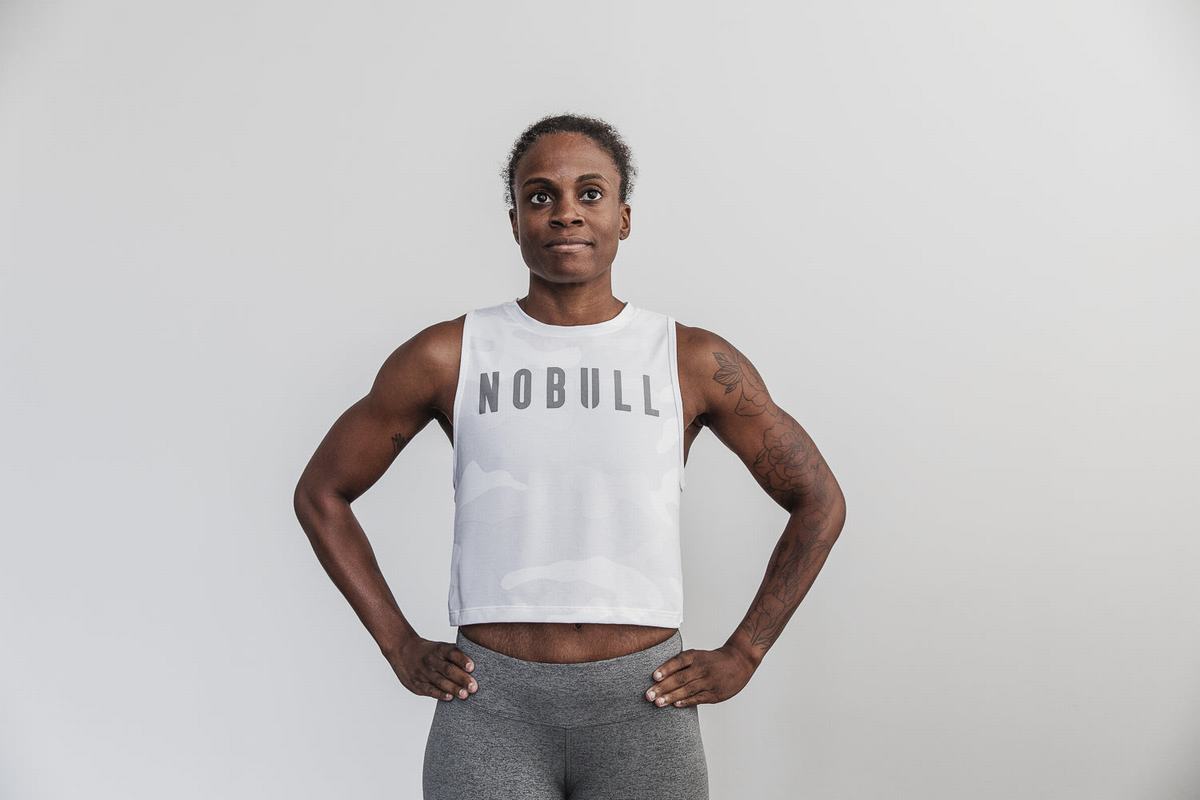 Nobull Muscle Tank Träningslinne Dam Vita Camo | HT3508916