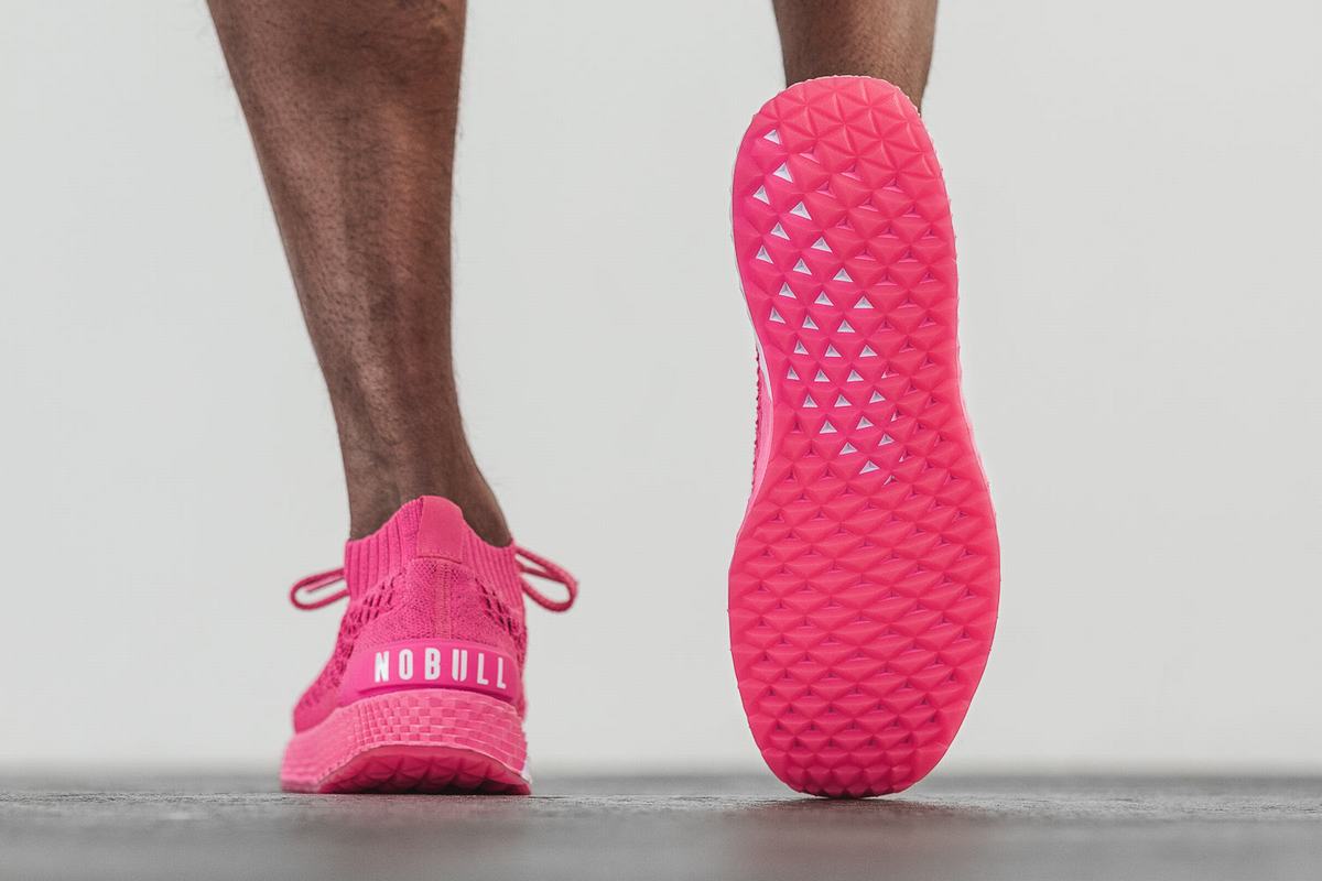 Nobull Neon Knit Runner Löparskor Herr Rosa | XF9012457