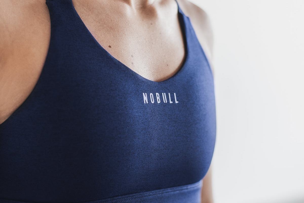 Nobull Pace Plush Heather Sport-BH Dam Marinblå | NL8619340