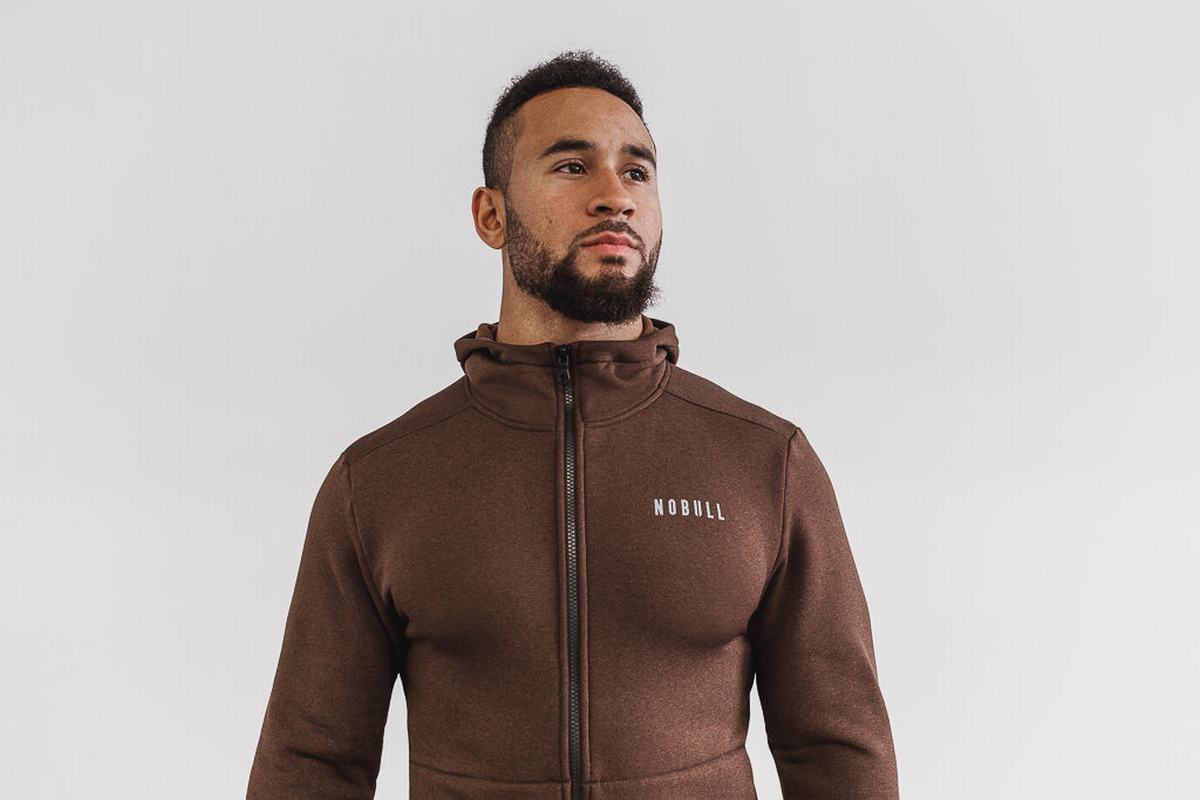 Nobull Performance Zip-up Huvtröja Herr Kaffe | KG4701568