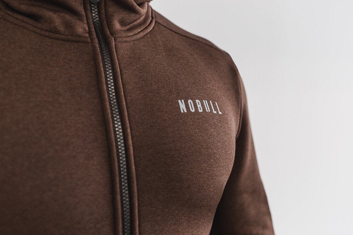 Nobull Performance Zip-up Huvtröja Herr Kaffe | KG4701568