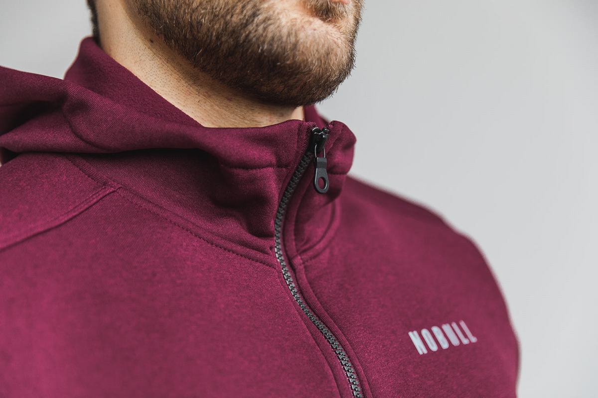 Nobull Performance Zip-up Huvtröja Herr Mörkröda | QU8129657