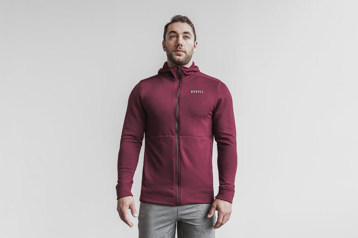 Nobull Performance Zip-up Huvtröja Herr Mörkröda | QU8129657